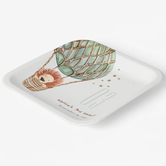 Eco Green Hot Air ballon Lion Papieren Bordje (Gebogen)
