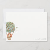 Eco Green Hot Air Ballon Lion Waterverf Kinder Notitiekaartje (Voorkant)