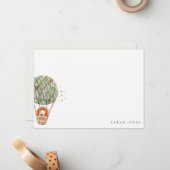 Eco Green Hot Air Ballon Lion Waterverf Kinder Notitiekaartje (Voorkant / Achterkant in situ)