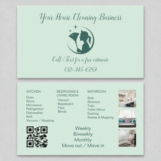 Eco Green Maid Schoonmaakhuis QR Code Sparkling Visitekaartje