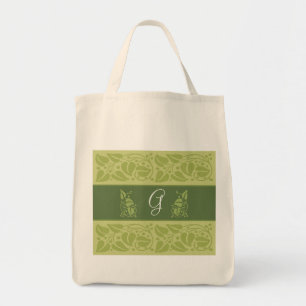 Eco Green Monogram Grocery Tas