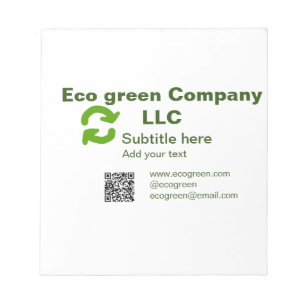 Eco groene bedrijfsnaam q-code website e-mailgegev notitieblok