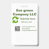 Eco groene bedrijfsnaam q r code website e-mail de badge (Achterkant)