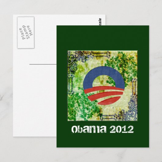 Eco Grunge Obama 2012 Herverkiezingsontwerp Briefkaart (Voorkant / Achterkant)