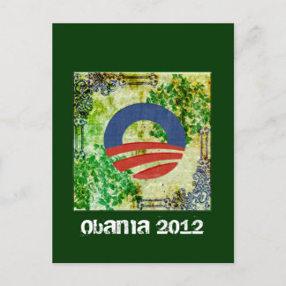 Eco Grunge Obama 2012 Herverkiezingsontwerp Briefkaart