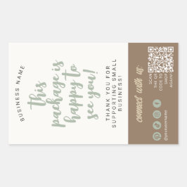 Eco Handgemaakte Minimal Natural Salie Groen Bruin Rechthoekige Sticker