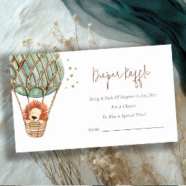 Eco Hot Air Ballon Lion Diaper Baby shower Raffle Informatiekaartje