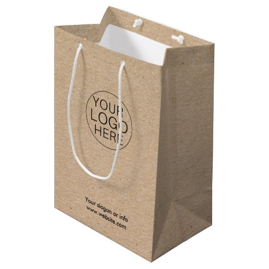 Eco Kraft Custom Logo Gift Bag voor Bedrijven Medium Cadeauzakje (Voorkant Gekanteld)