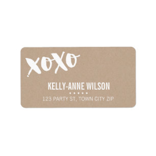 ECO KRAFT LOOK schattig borsteltype xoxo wit Etiket