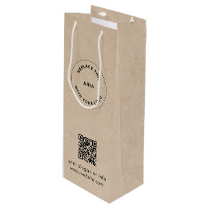 Eco Kraft op maat gemaakte logo- en QR-cadeaubag v Wijn Cadeautas