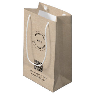 Eco Kraft op maat gemaakte logo- en QR-cadeautas v Klein Cadeauzakje