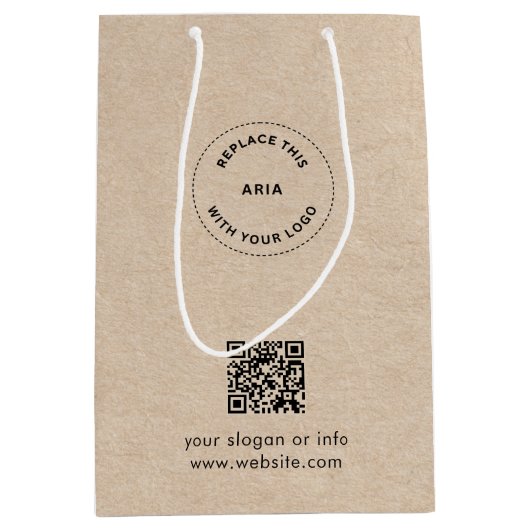 Eco Kraft Zak met eigen logo & QR-cadeauverpakking Medium Cadeauzakje (Voorkant)