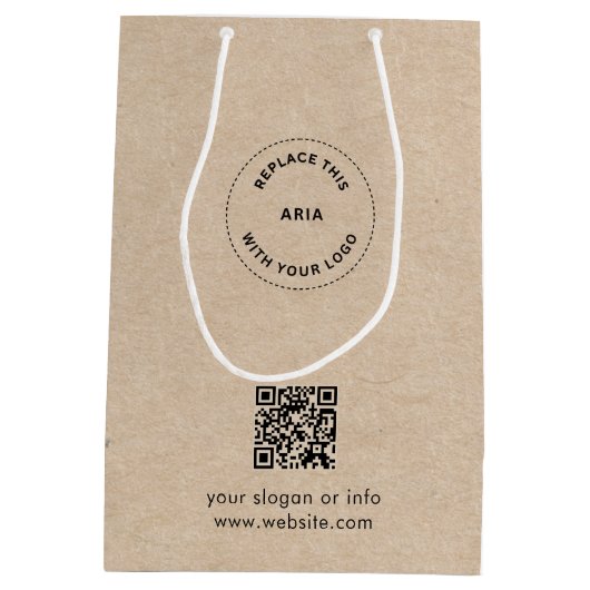 Eco Kraft Zak met eigen logo & QR-cadeauverpakking Medium Cadeauzakje (Achterkant)