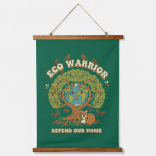 Eco Krijger Retro Natuur Boom & Aardedag  Hangend Wandkleed