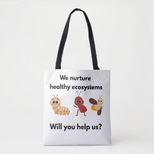 Eco Nurture Our World Wit/ zwarte banden Tote Bag