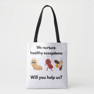 Eco Nurture Our World Wit/ zwarte banden Tote Bag