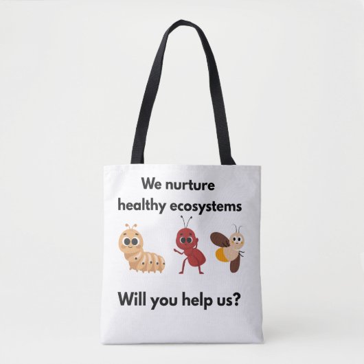 Eco Nurture Our World Wit/ zwarte banden Tote Bag (Voorkant)
