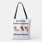 Eco Nurture Our World Wit/ zwarte banden Tote Bag (Achterkant)