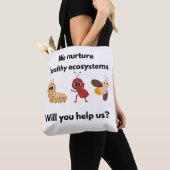 Eco Nurture Our World Wit/ zwarte banden Tote Bag (Dichtbij)