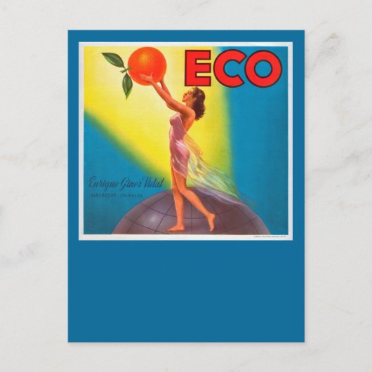 Eco Oranje Etiket Briefkaart (Voorkant)