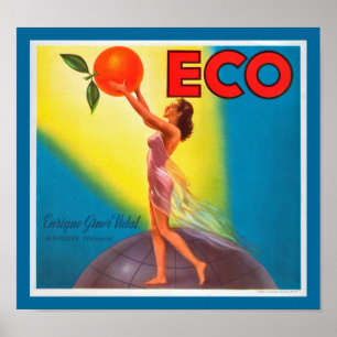 Eco Oranje Etiket Poster