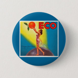  Eco Oranje Etiket Ronde Button 5,7 Cm