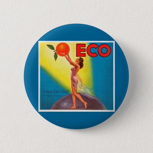 Eco Oranje Etiket Ronde Button 5,7 Cm (Voorkant)