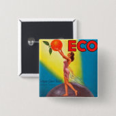  Eco Oranje Etiket Vierkante Button 5,1 Cm (Voorkant /achterkant)