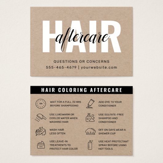 Eco Premium Kraft Hair Colour Aftercare Visitekaartje (Voorkant /achterkant)