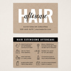 Eco Premium Kraft Hair Extensions nazorg Visitekaartje