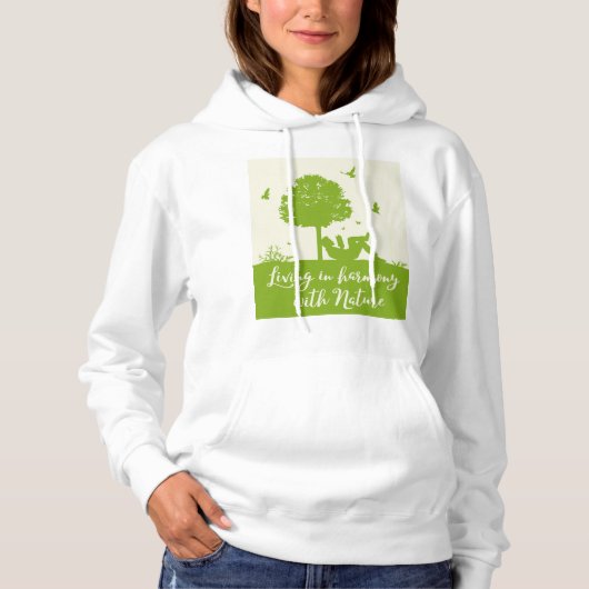 Eco Quote Leven in harmonie met Natuur Hoodie (Voorkant)