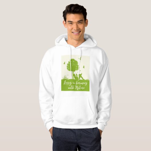 Eco Quote Leven in harmonie met Natuur Hoodie (Voorkant volledig)