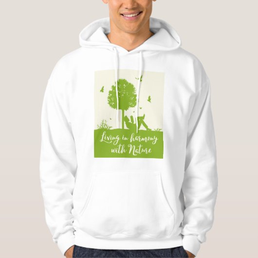 Eco Quote Leven in harmonie met Natuur Hoodie (Voorkant)