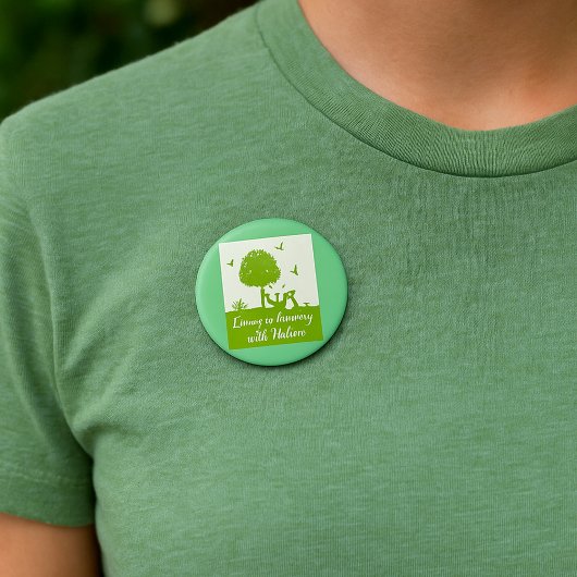 Eco Quote Leven in harmonie met Natuur Ronde Button 7,6 Cm