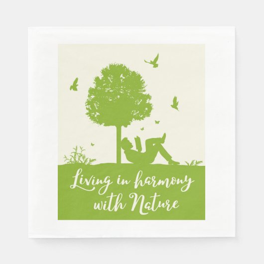 Eco Quote Leven in harmonie met Natuur Servet (Voorkant)