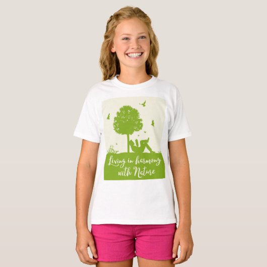 Eco Quote Leven in harmonie met Natuur T-shirt (Voorkant volledig)