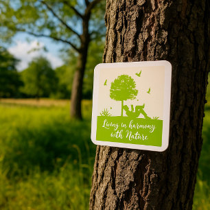 Eco Quote Leven in harmonie met Natuur Vierkante Sticker