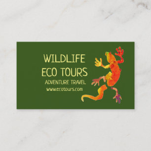 Eco reizen avontuur tours zakelijke gekko wildlife visitekaartje