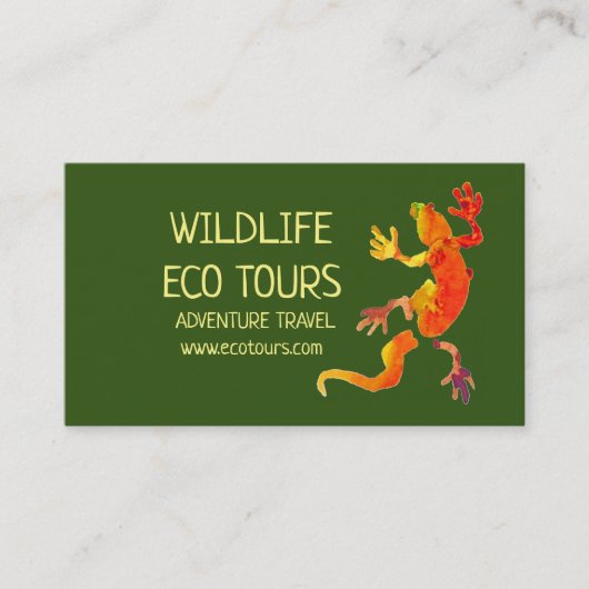 Eco reizen avontuur tours zakelijke gekko wildlife visitekaartje (Voorkant)