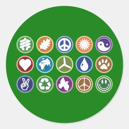 Eco-symbolen Ronde Sticker (Voorkant)