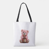 Eco tas met de schoonheid van een drink teddybeer (Achterkant)
