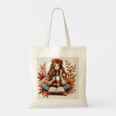 Eco tas met leuke meid op herfst dag (Achterkant)