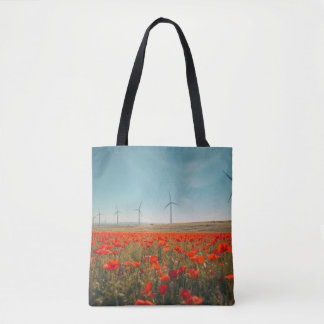 Eco Texas-tas - Klaprozen & Windturbines  Tote Bag