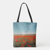 Eco Texas Tote Bag - Poppies & Wind Turbines  (Achterkant)