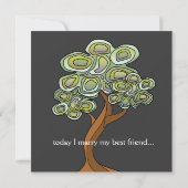 Eco Tree of Life Green Wedding Invitation Kaart (Achterkant)