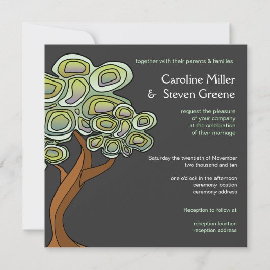 Eco Tree of Life Green Wedding Invitation Kaart (Voorkant)