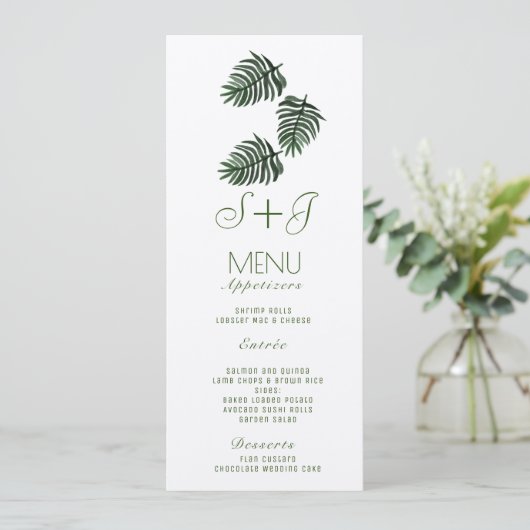 Eco Tropical Botanical Palm Leaf Drop-Kraft Menu (Staand voorkant)