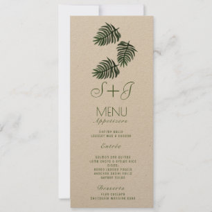 Eco Tropische Botanische Palmblad Drop- Kraft Menu