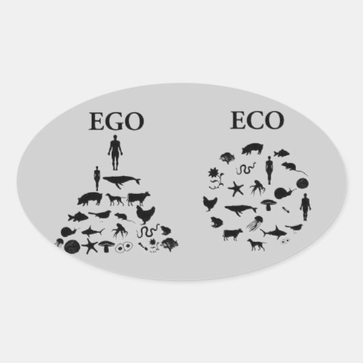 Eco versus Ego Ovale Sticker (Voorkant)