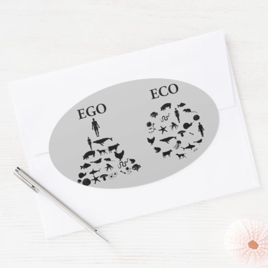 Eco versus Ego Ovale Sticker (Envelop)